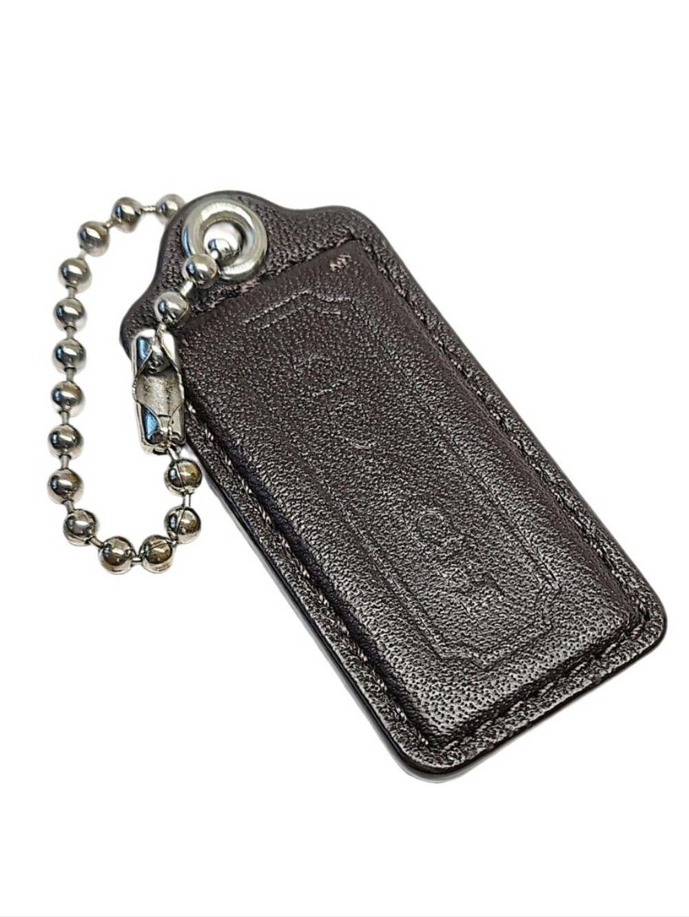 🆕 2.25" Coach Y2K Espresso Brown Matte Leather Hangtag Bag Fob Charm Keychain